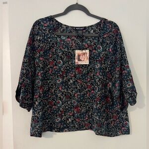 NWT About A Girl Pink and Green Boxy Blouse size XL (A106)